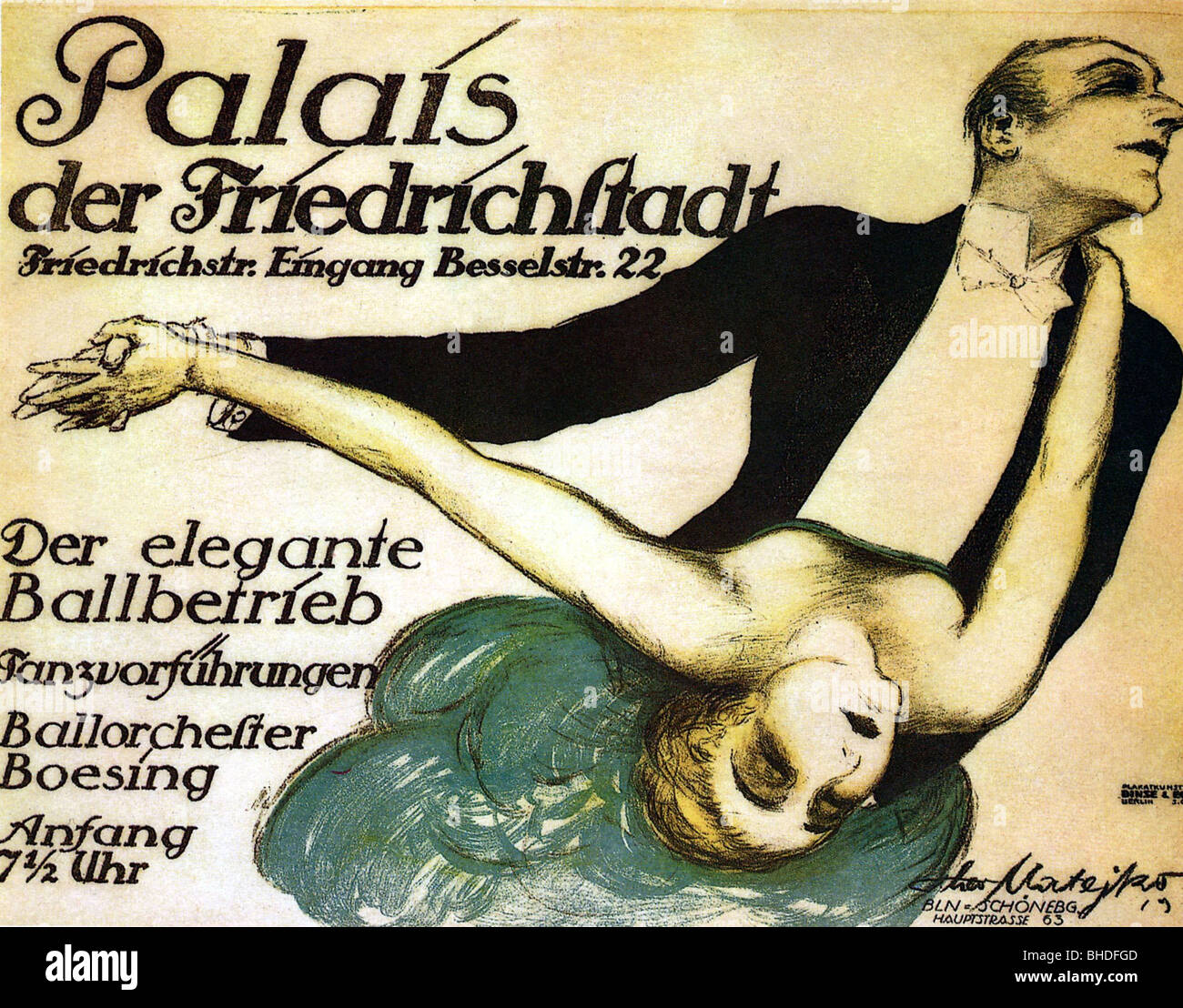 Gastronomie, Tanzbar, Palais der Friedrichstadt, Werbeplakat, Berlin, 1920er Jahre, Stockfoto