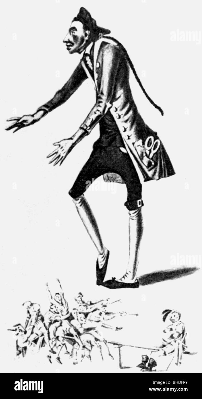 Hoffmann, E. T. A., 24.1.1776 - 25.6.1822, deutscher Autor/Schriftsteller, Zeichnung 'Der Schneider', Ballettfigur, ca. um das Jahr 2010, Staatsbibliothek Bamberg, Stockfoto