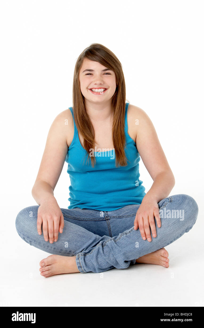 Studioportrait glücklich Teenager-Mädchen Stockfoto