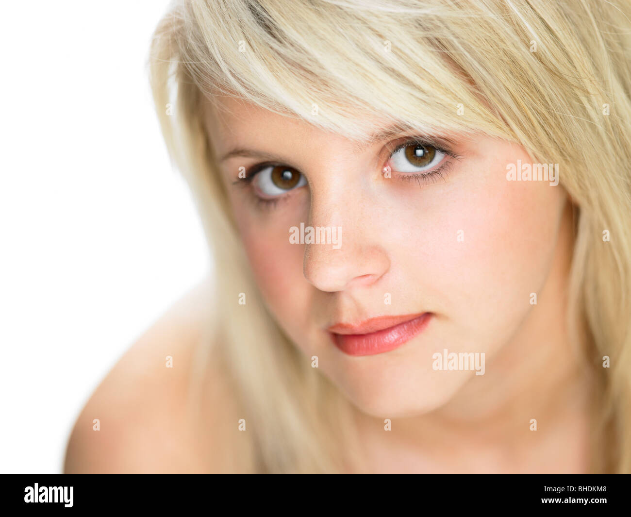 Studio-Porträt der Blonde Teenager-Mädchen in der Nähe Stockfoto