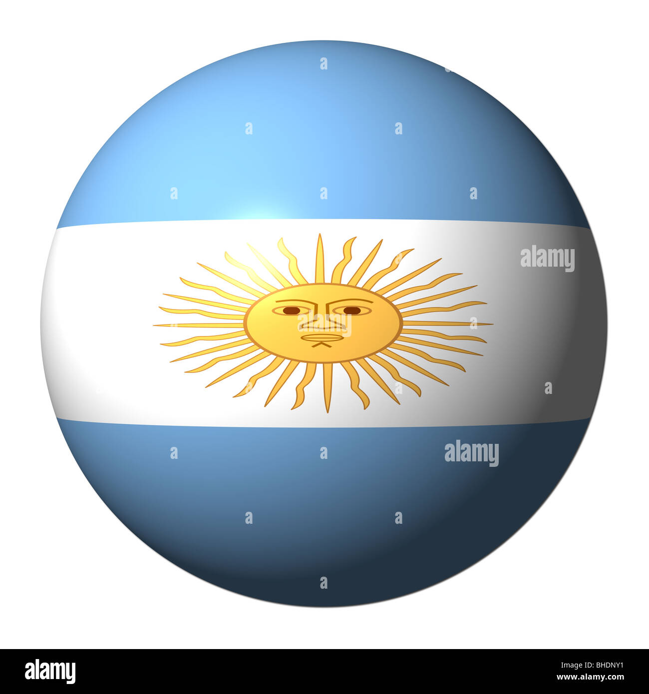 Argentinische Flagge Kugel isoliert auf weißem Abbildung Stockfoto