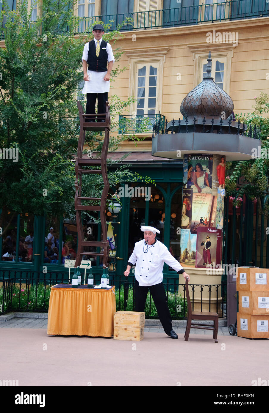 Straßenkünstler in Walt Disney World Florida FL Epcot park Orlando Stockfoto