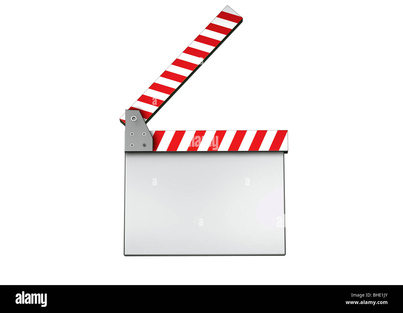 Film Klöppel, Klappe oder Schiefer auf weißem Hintergrund mit Text freier Speicherplatz Stockfoto