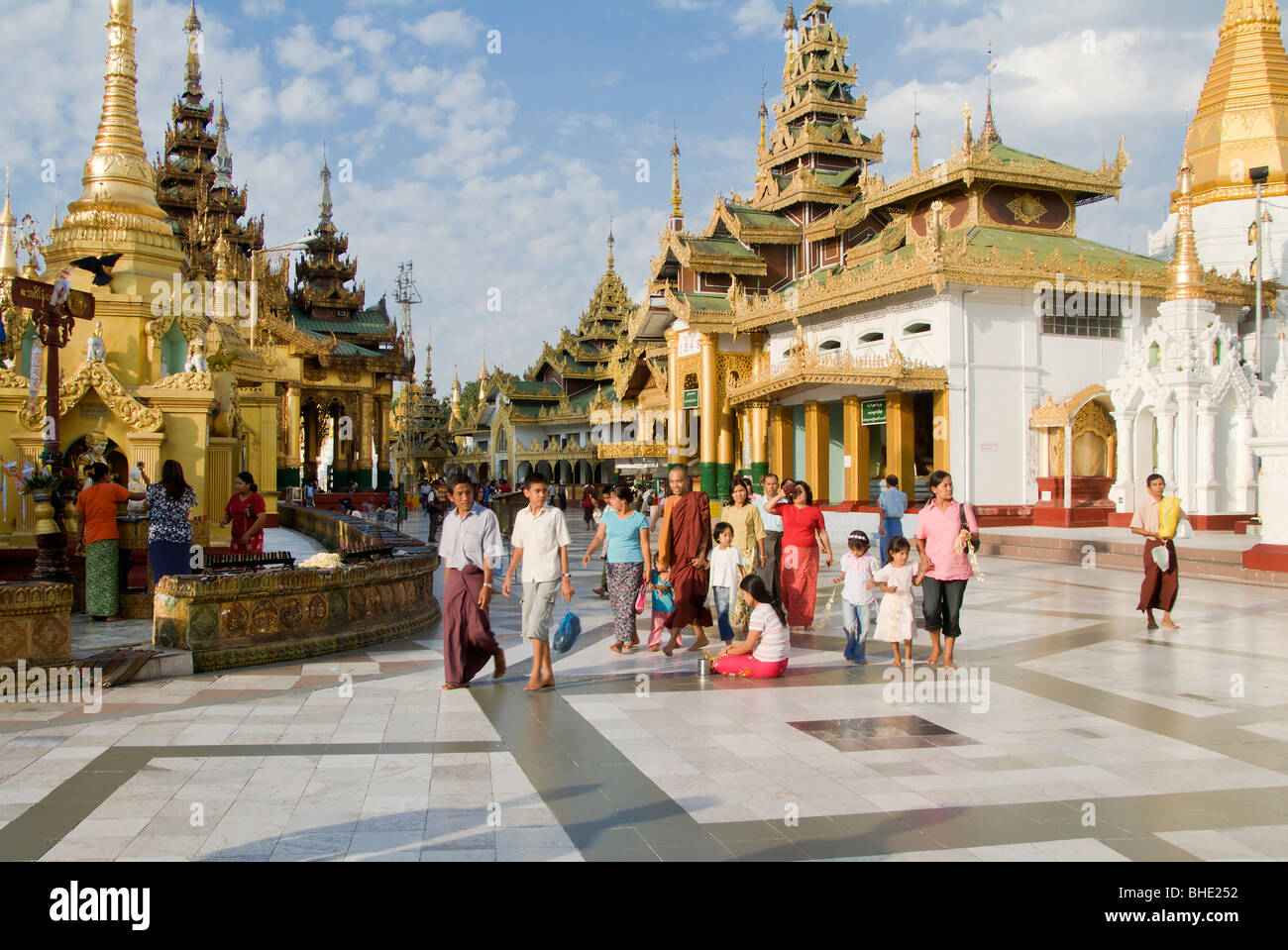 Nord-Ost-Terrasse, Shwedagon-Pagode, Rangun, Yangon; Burma, Myanmar Stockfoto