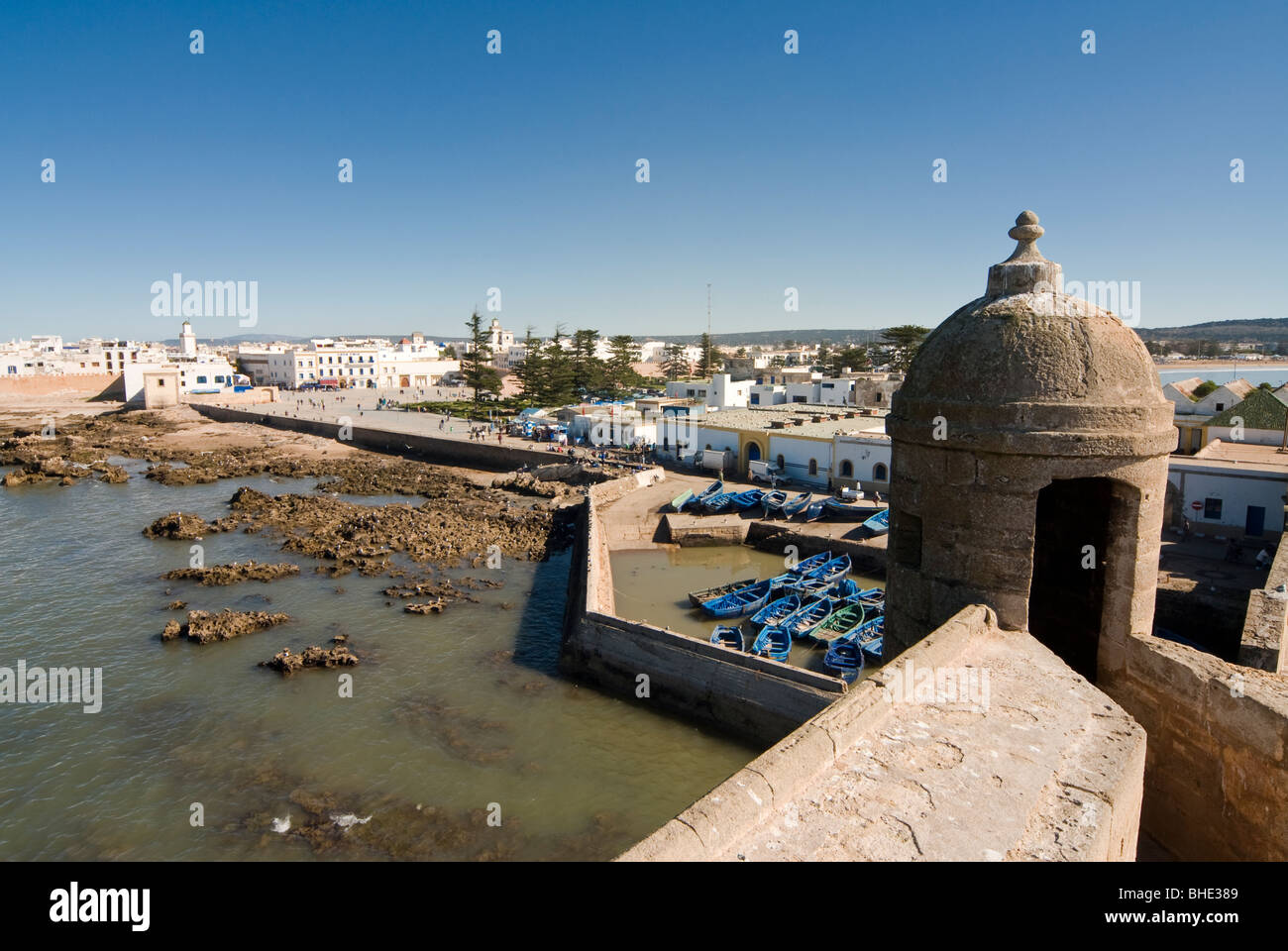 Blick auf die Stadtmauer der Altstadt, Essaouira, Marokko, Nordafrika, Afrika Stockfoto