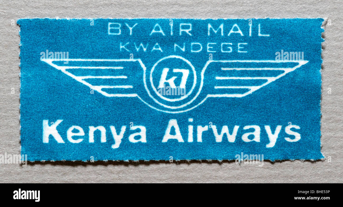 Kenia Air Mail Aufkleber. Stockfoto