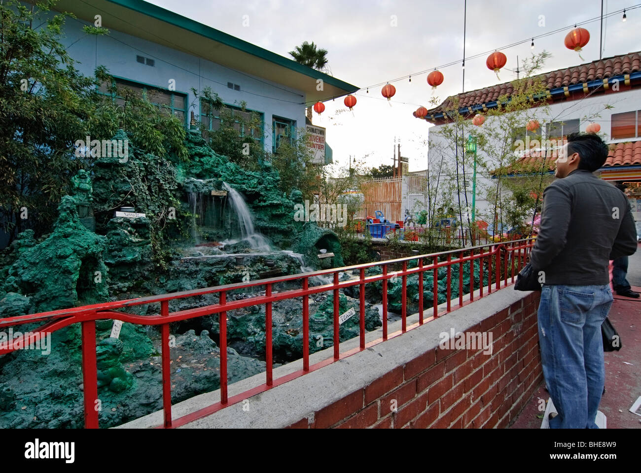 Ich wünsche Brunnen in Los Angeles Chinatown. Stockfoto
