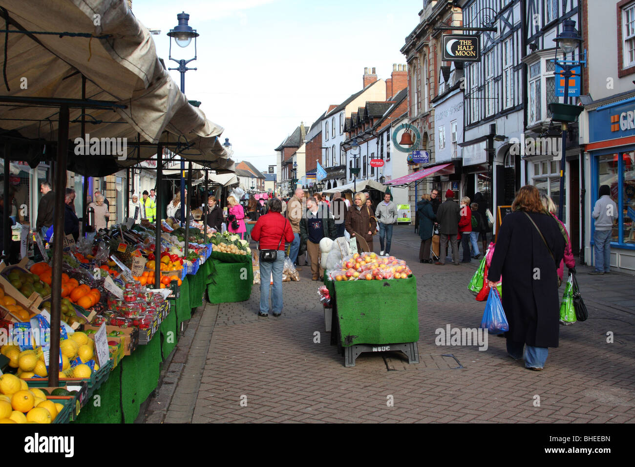 Eine Straße Markt in Melton Mowbray, Leicestershire, England, U.K Stockfoto