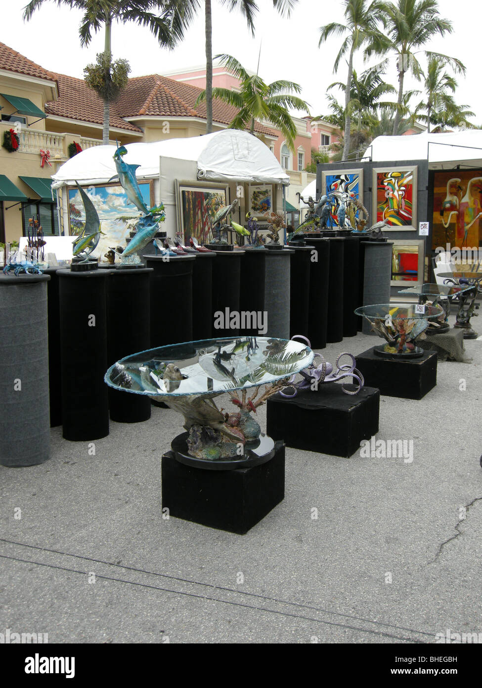 Open-Air-Kunstausstellung am fünften Ave South Naples Florida USA Stockfoto