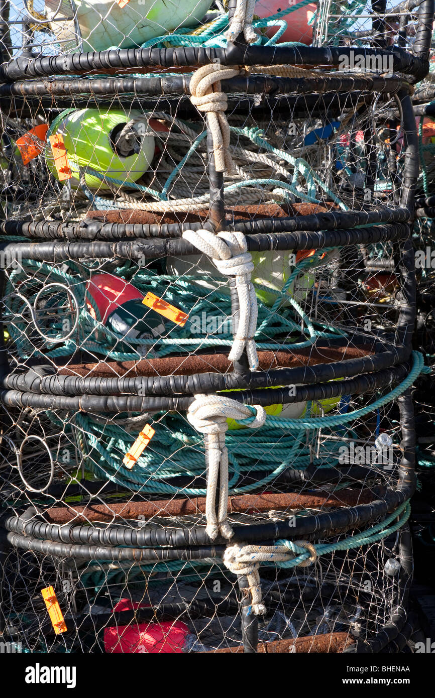 Kommerzielle Krabbe Töpfe, Brookings Harbour, Oregon, Vereinigte Staaten Stockfoto