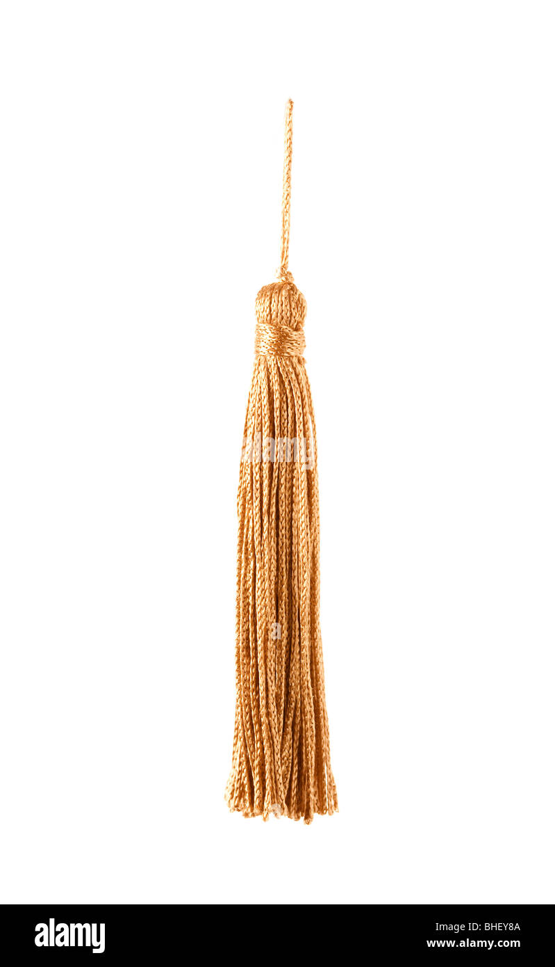 goldene Knoten Top Quaste isoliert auf weißem Hintergrund Stockfoto