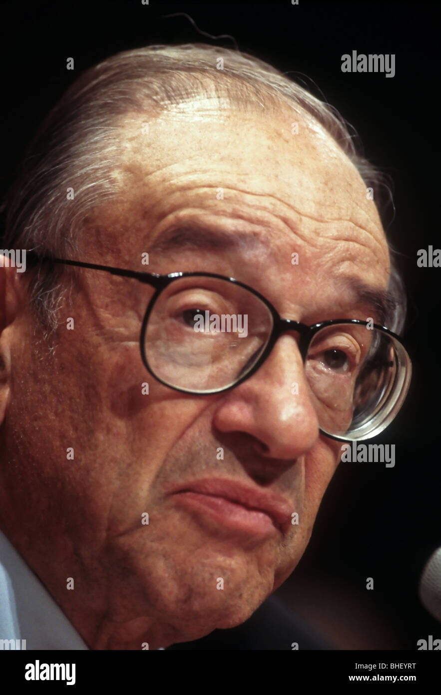 US-Notenbankchef Alan Greenspan bezeugt im Kongress in Washington, DC Stockfoto