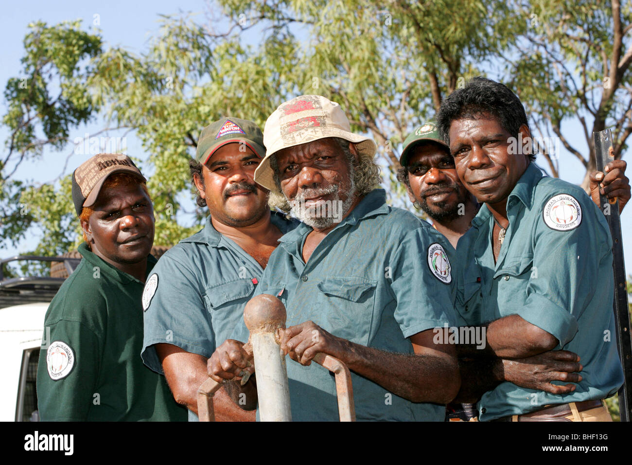 Wagiman-Guwardagun Rangers, Aboriginal Landbesitzer um Pine Creek, Nordaustralien Stockfoto