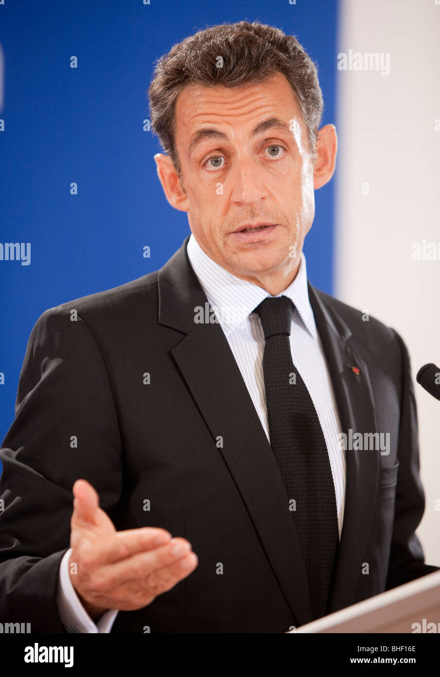 Belgien, Brüssel: Nicolas Sarkozy auf der Tagung des Europäischen Rates in Brüssel (2009/10/30) Stockfoto