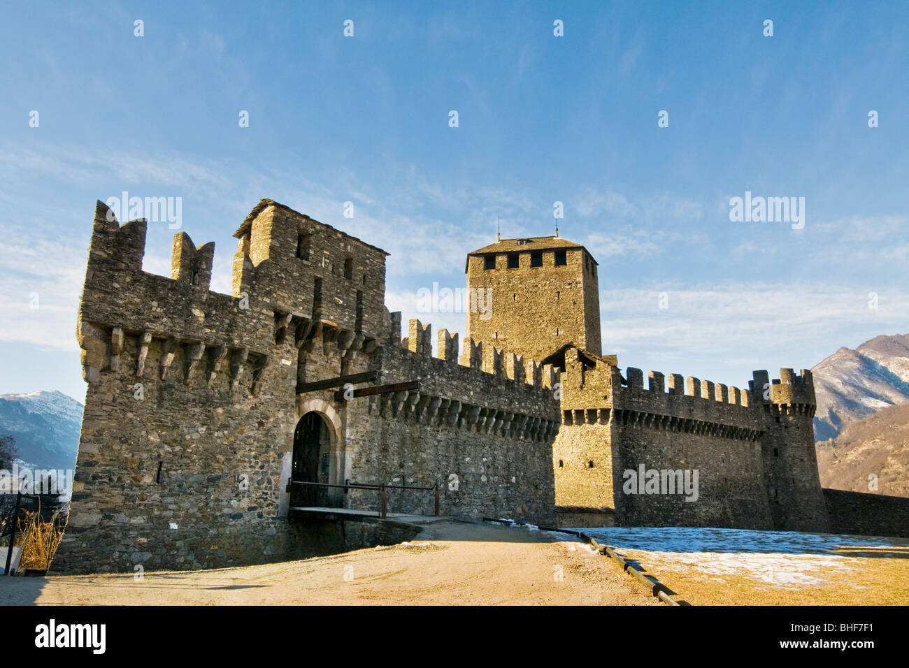 Montebello Burg, Bellinzona, Kanton Tessin, Schweiz Stockfoto