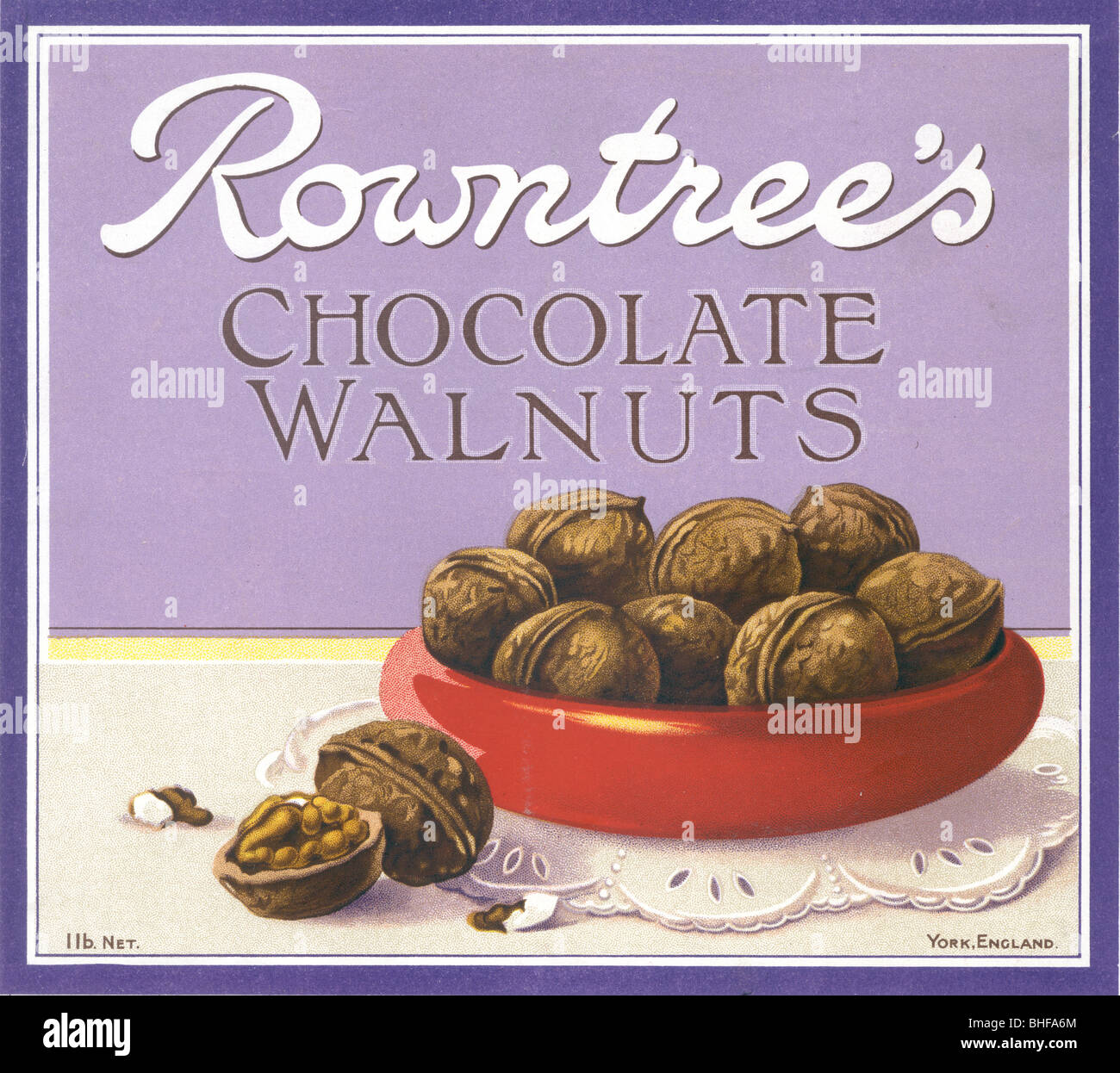 Box Startseite für Rowntree's Schokolade Walnüsse, 1910. Artist: Unbekannt Stockfoto