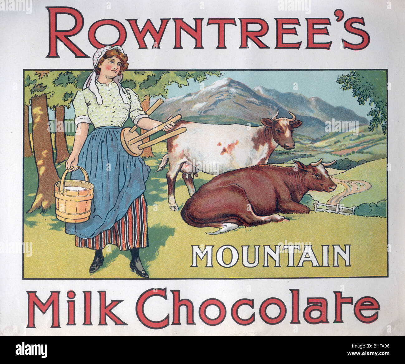 Box Startseite für Rowntree's Mountain Milchschokolade, 1910. Artist: Unbekannt Stockfoto
