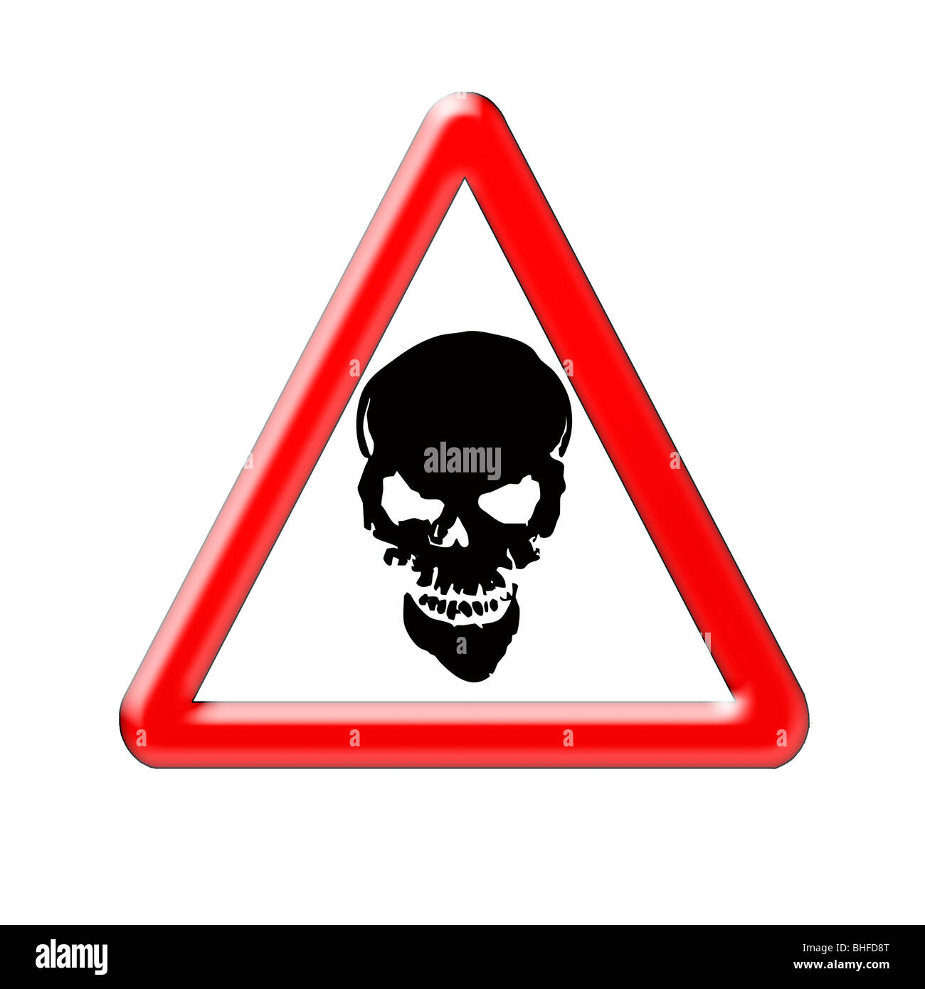 Warnung Scull! Grafische Darstellung mit Warnung Straßenschild mit einer Silhouette eines Schädels Stockfoto
