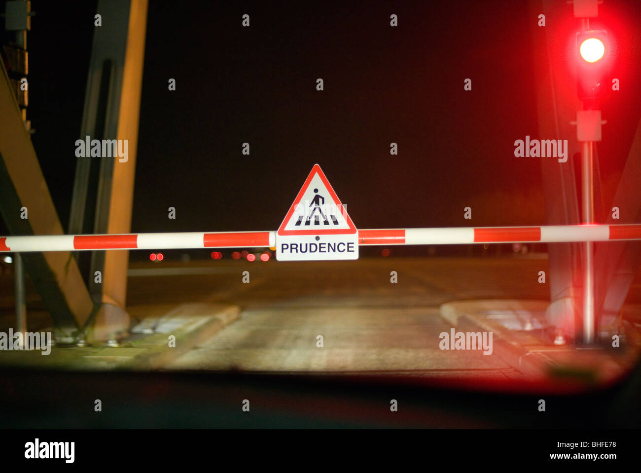 AutoRoute Péage Stop Barriere. Rotes Licht. Frankreich, Europa Stockfoto
