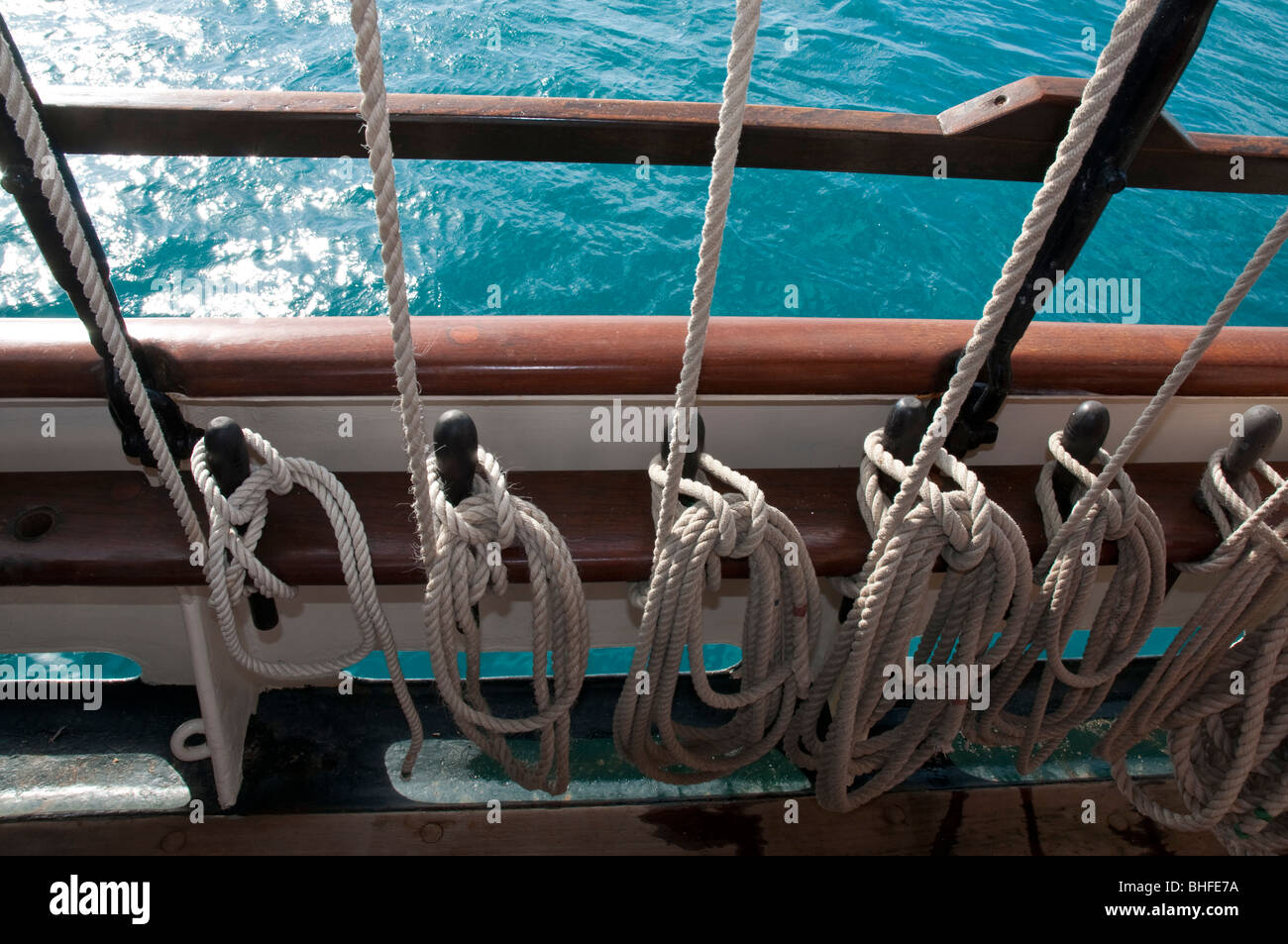 Takelage des Schiffes auf den Segeln Großsegler, Solway Lass Stockfoto