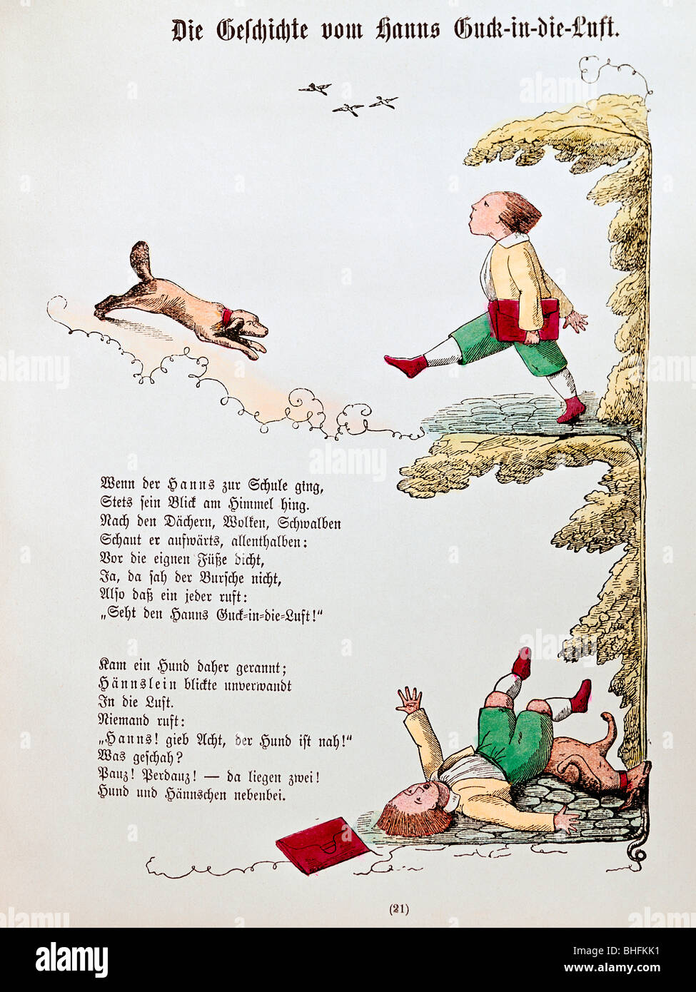 Literatur, 'Der Struwwelpeter', 'Die Geschichte vom Hans Guck-in-die-Luft' (Die  Geschichte von Hans Look-in-the-Air), Illustration von Heinrich Hoffmann,  Jubiläumsausgabe, Frankfurt, 1876 Stockfotografie - Alamy