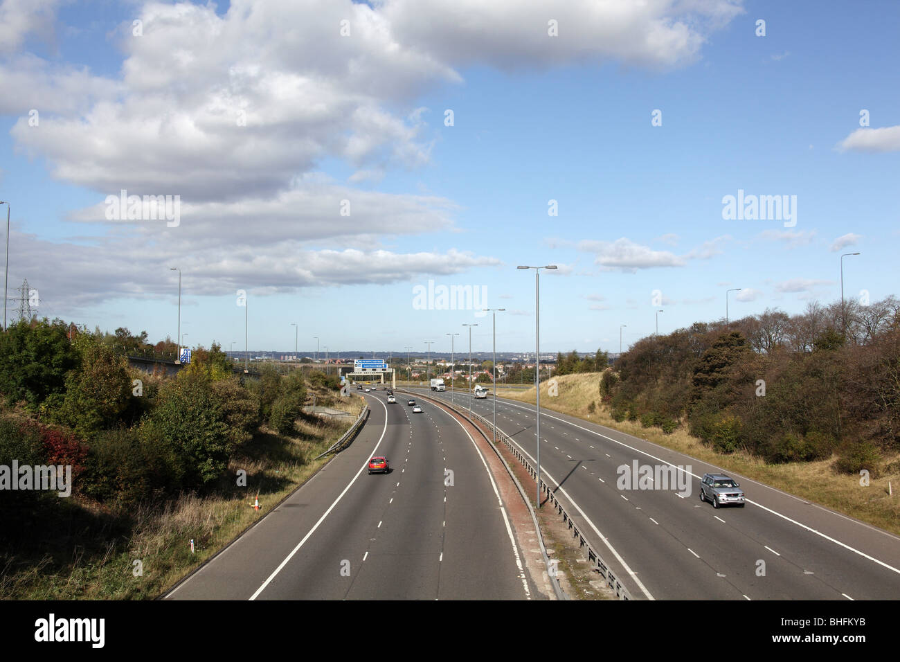 M62 Autobahn in der Nähe von Leeds, West Yorkshire, UK, Oktober 2009 Stockfoto