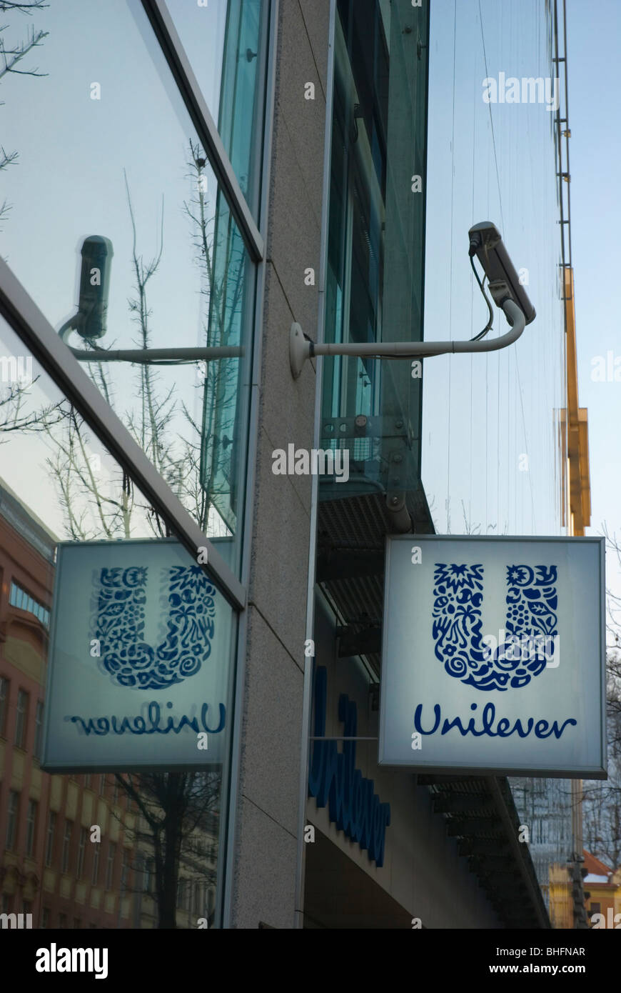 Unilever Firmenschild Karlin Prag Tschechien Mitteleuropa Stockfoto