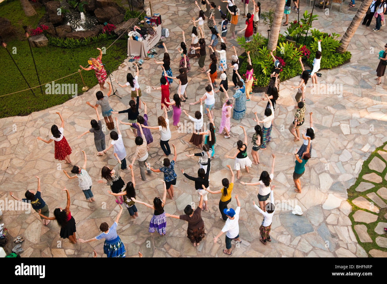 Hula Tanz Klasse, Waikiki, Honolulu, Oahu, Hawaii Stockfoto