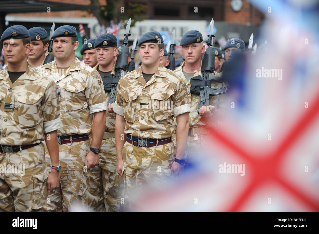 RAF Personal begrüßt Hause aus Afghanistan Stockfoto