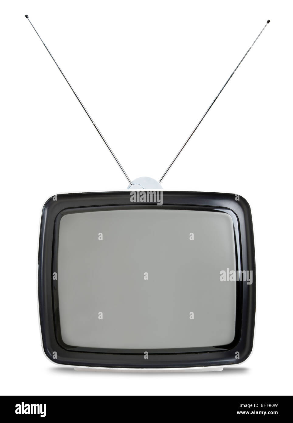 Vintage 60er Jahre TV-Gerät isoliert auf weißem Hintergrund Stockfoto