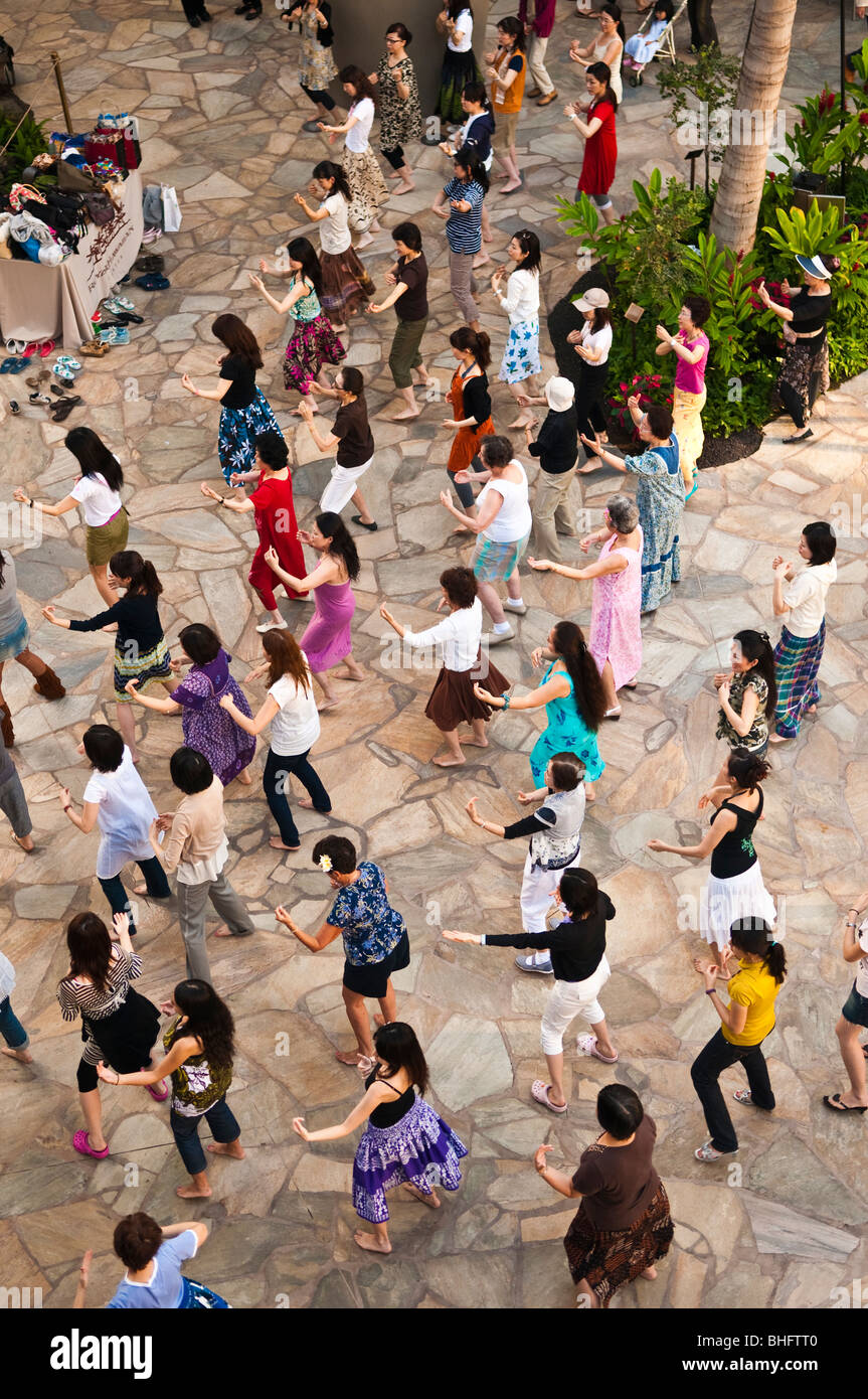 Hula Tanz Klasse, Waikiki, Honolulu, Oahu, Hawaii Stockfoto
