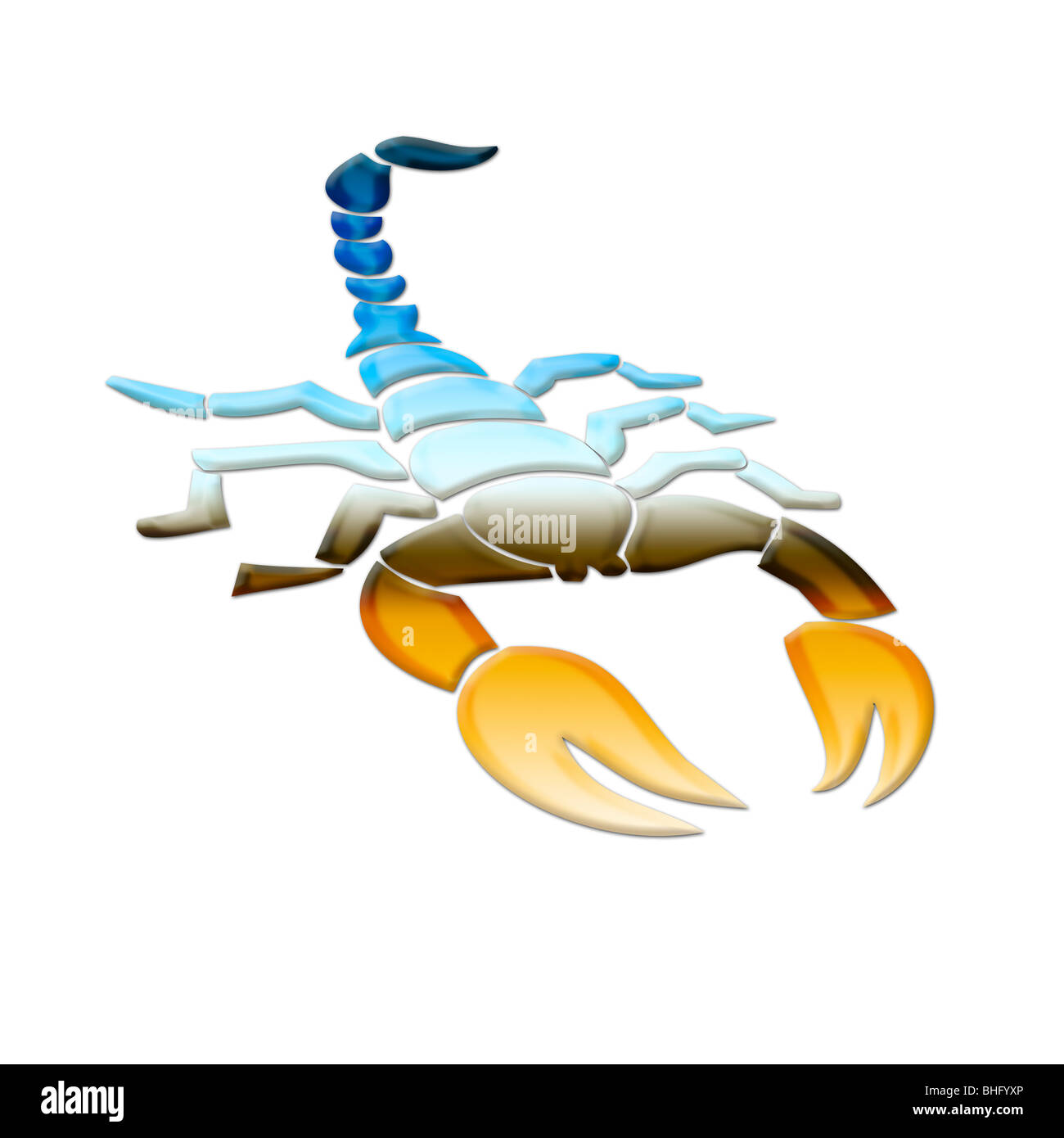Grafische Darstellung eines Skorpions auf weißem Hintergrund Stockfoto