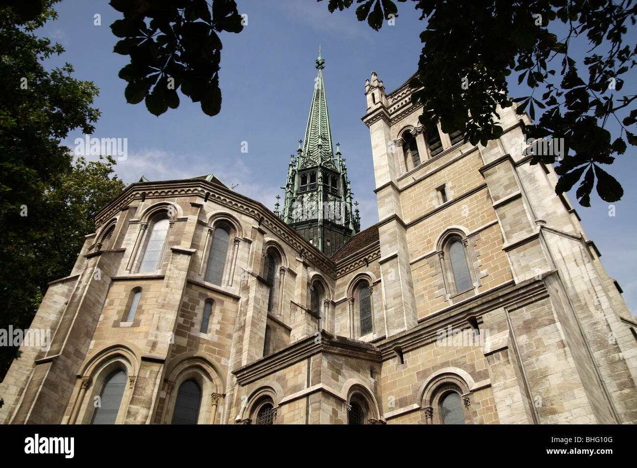 die Kathedrale von St. Peter in Genf, Schweiz, Europa Stockfoto