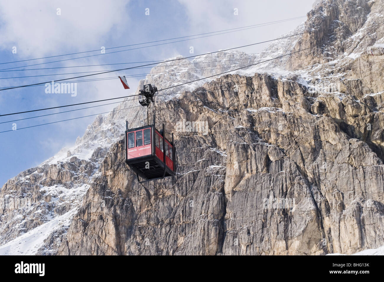 Luftseilbahn zum Lagazuoi, Dolomiten, Trentino-Alto Adige/Suedtirol, Italien Stockfoto