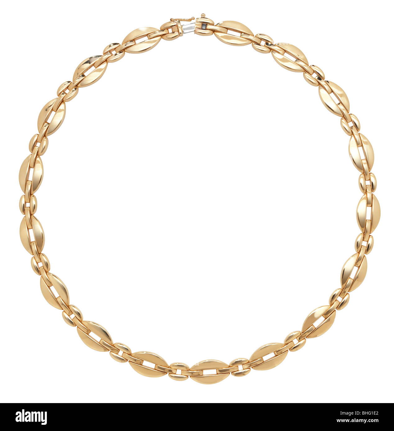 Klobige 9ct gold Halskette in einem Kreis Stockfoto