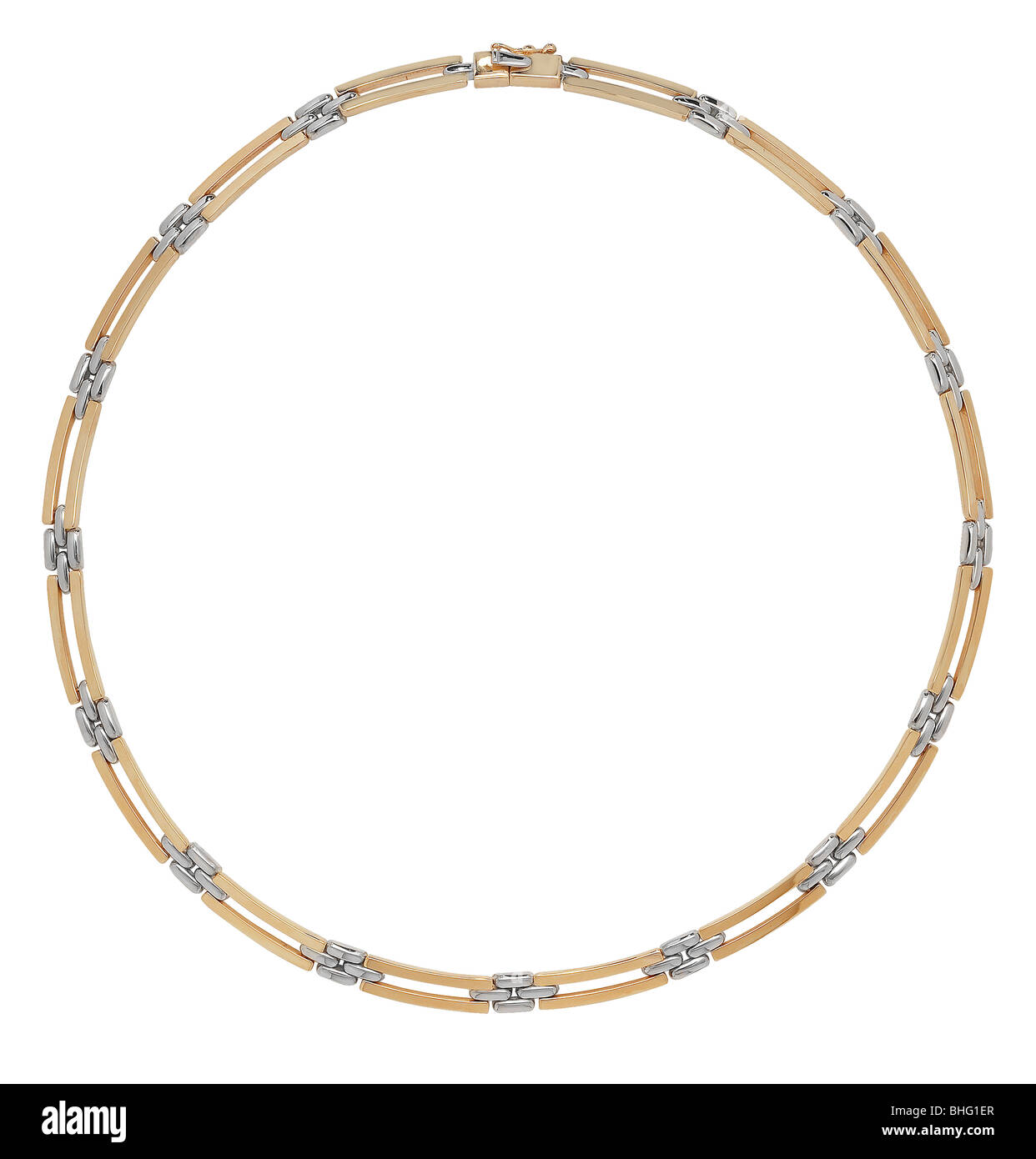 9ct gold Halskette in gelb und weiß gold Stockfoto