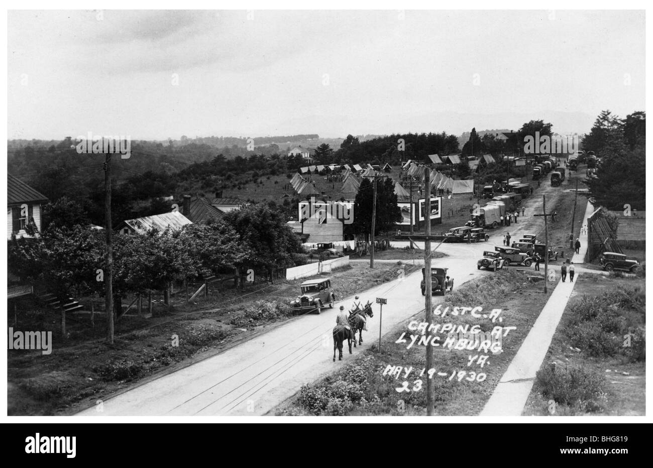 61 Kavallerie Artillerie Camping in Lynchburg, Virginia, USA, 1930. Artist: Unbekannt Stockfoto