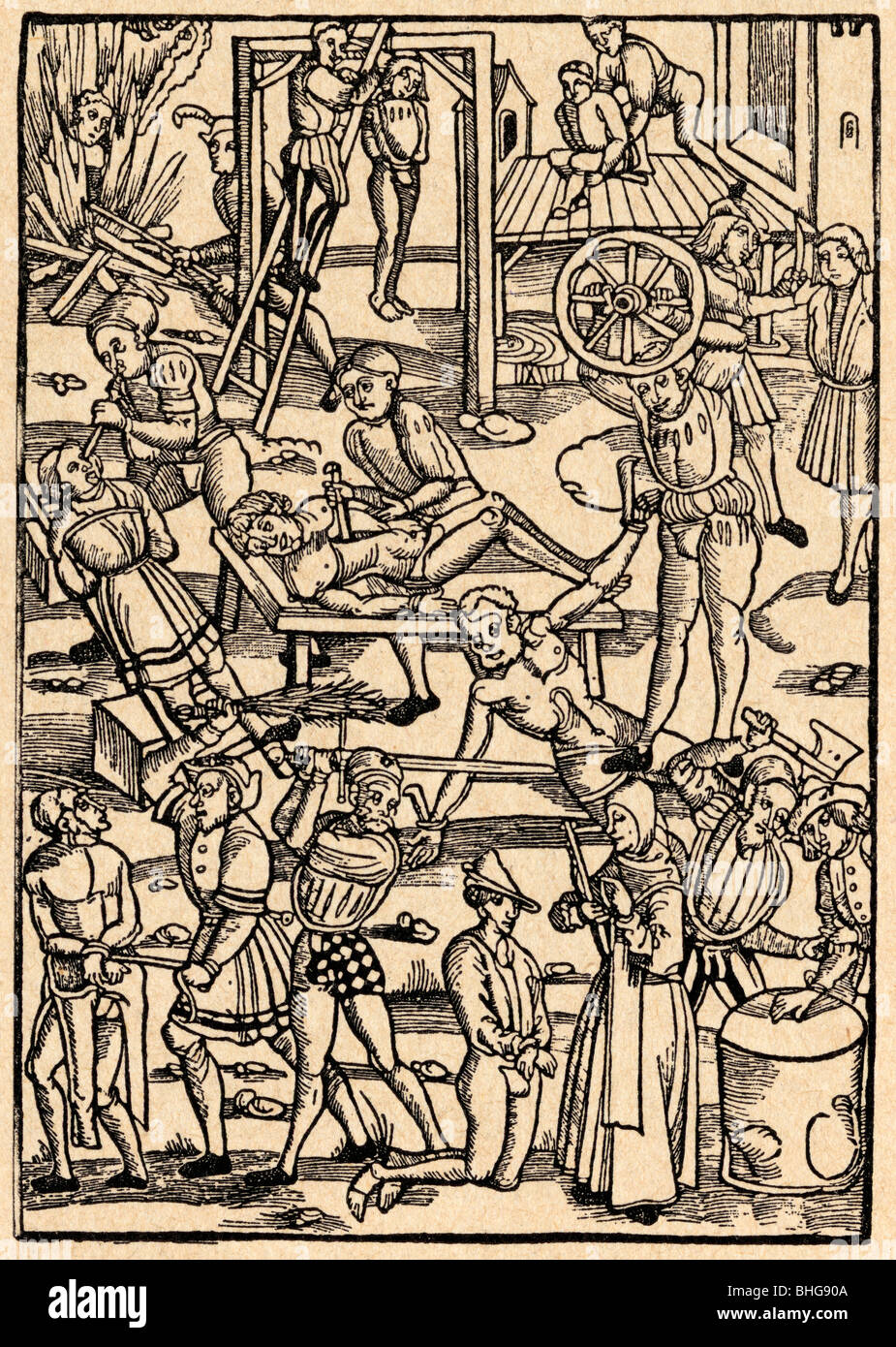 Folter und Hinrichtung Methoden im Mittelalter. Stockfoto