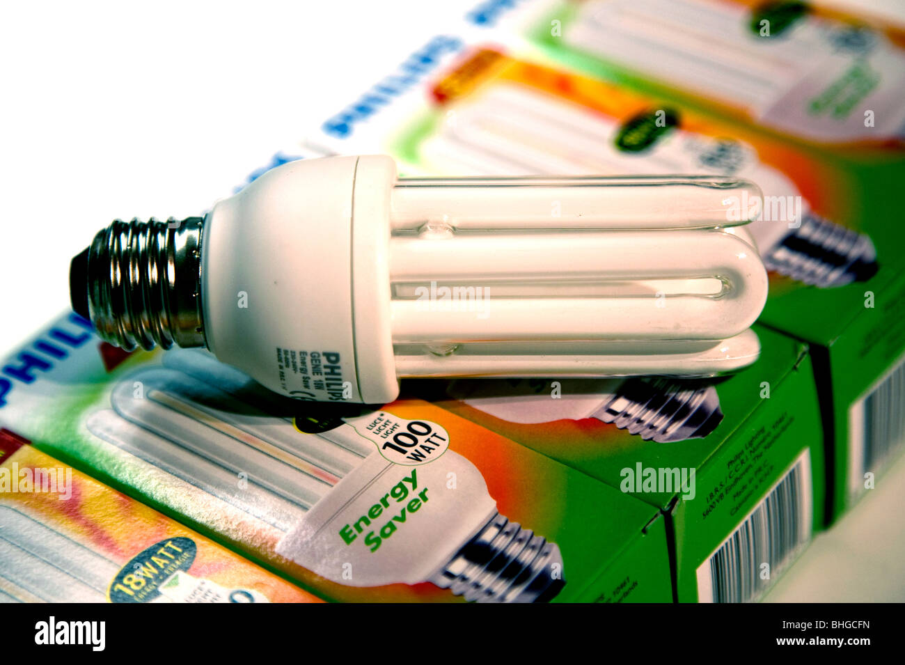 Energiesparende Glühbirne Stockfoto