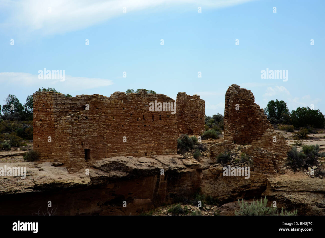 Hovenweep indischen Ruinen im nordöstlichen Arizona.  Das US National Monument liegt in einer abgelegenen Gegend.  Hier ist ein Getreidespeicher und Wohnung Stockfoto