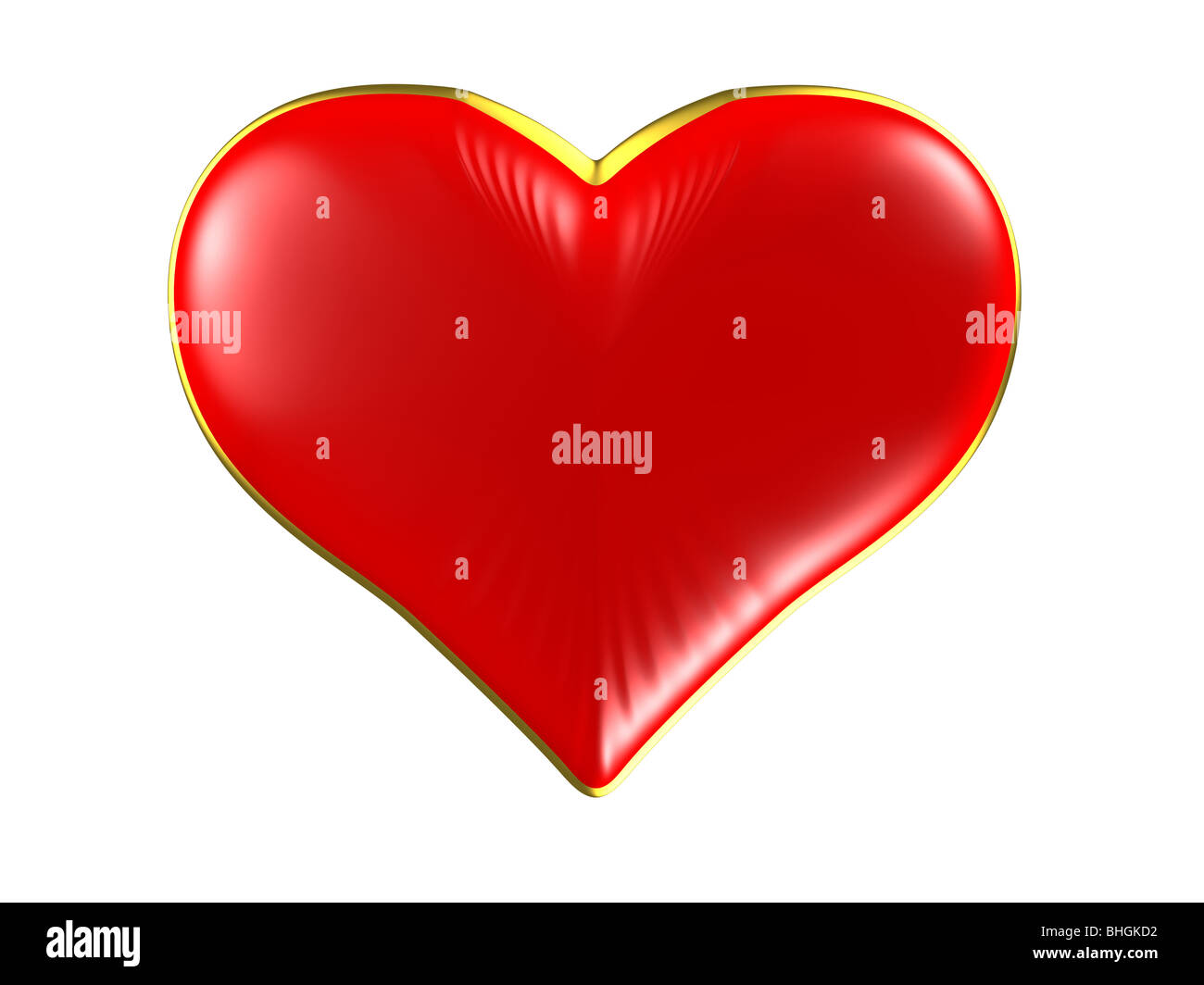 Isolierte rotes Herz mit Goldrand auf weißem Hintergrund. Bitte sehen Sie einige ähnliche Bilder aus meinem portfolio Stockfoto