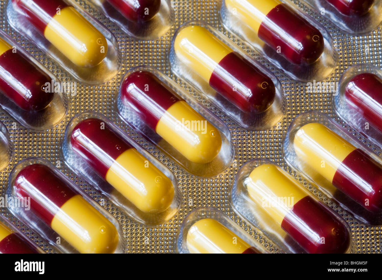 Eine Blisterpackung von Amoxicillin Antibiotika-Kapseln Stockfoto