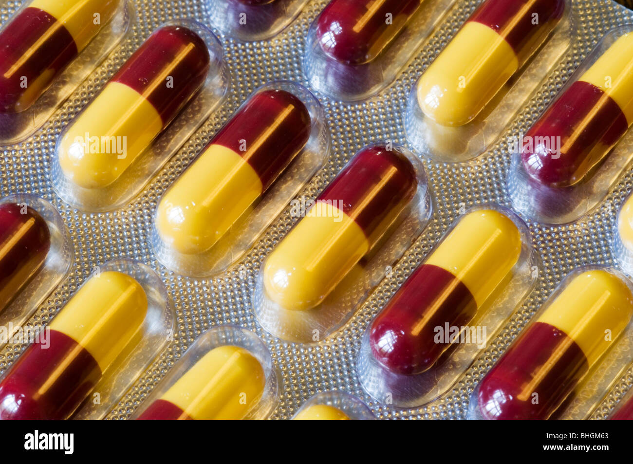 Eine Blisterpackung von Amoxicillin Antibiotika-Kapseln Stockfoto