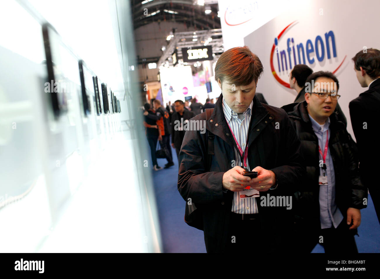 Der Mobile World Congress 2010 vereint die neuesten Entwicklungen im Mobilfunk-Branche. Stockfoto