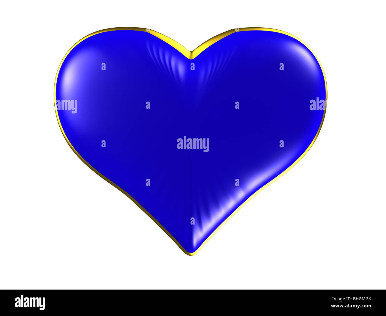 Isolierte blaues Herz mit Goldrand auf weißem Hintergrund. Bitte sehen Sie einige ähnliche Bilder aus meinem portfolio Stockfoto