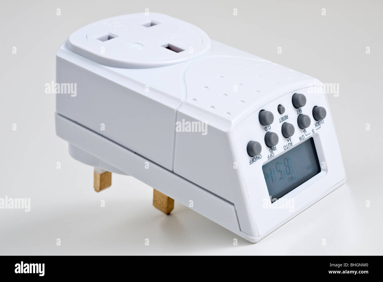 24 Stunden digital UK Netz Haushalt Steckdose timer Stockfoto