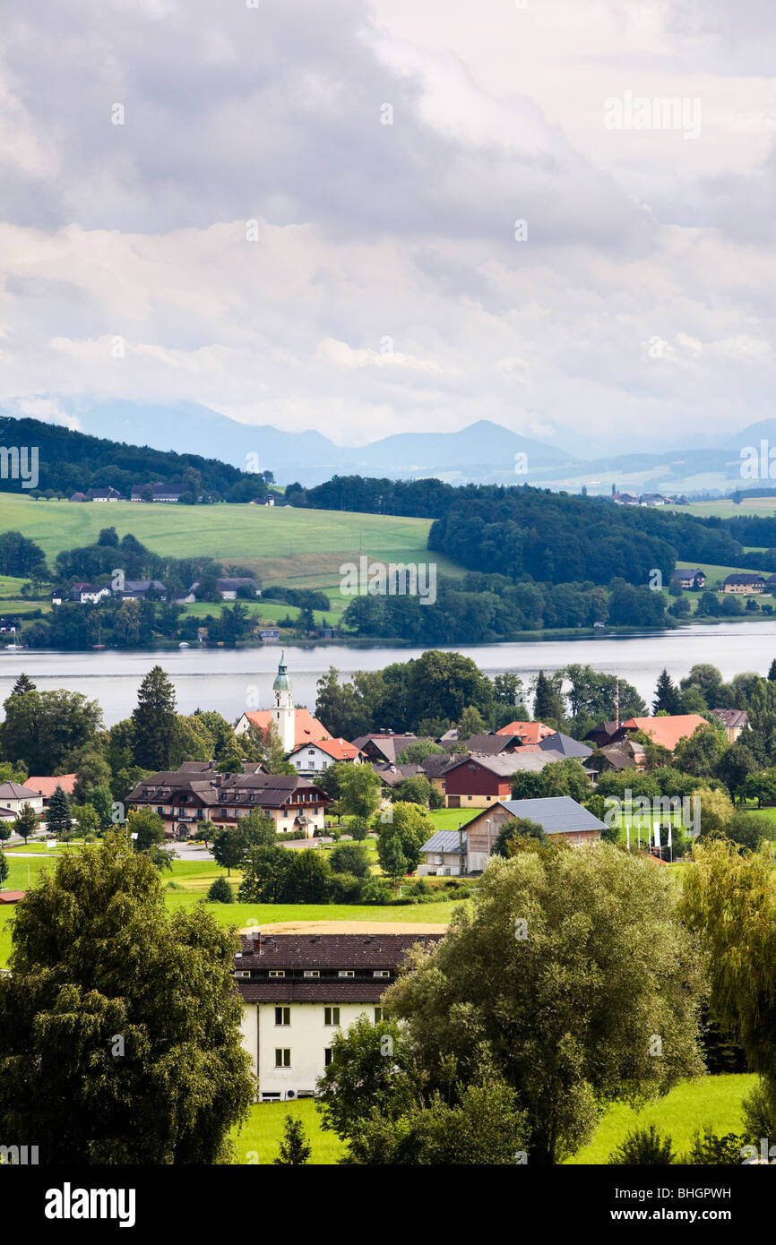 Seeham und Obertrumer See sehen im österreichischen Salzkammergut, Österreich, Europa Stockfoto