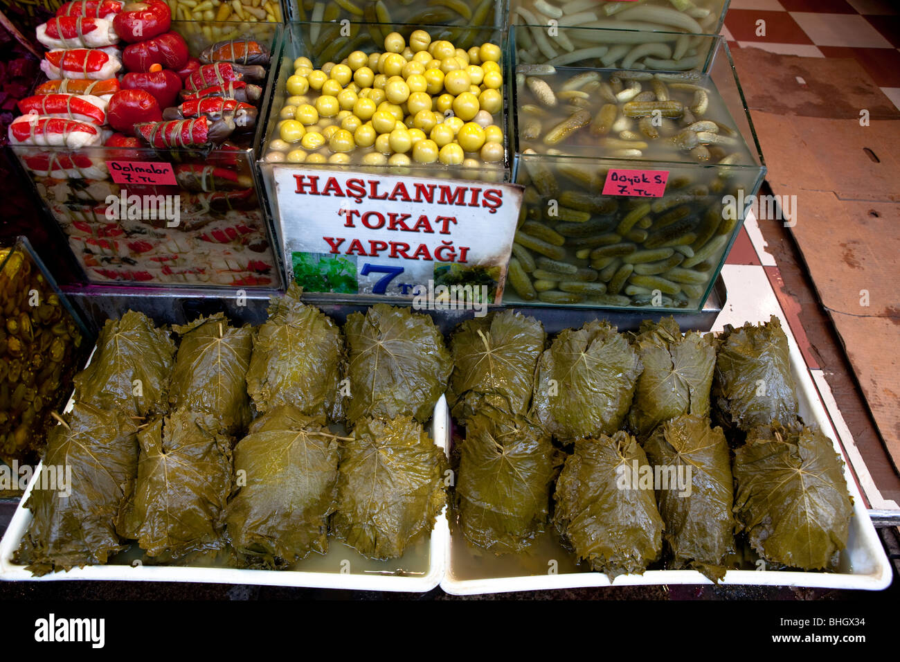 Stall / Anzeige in den ägyptischen Markt in der Nähe von Eminoglu. Istanbul, Türkei, Mediterranean Sea, Eurasien, Orient Stockfoto