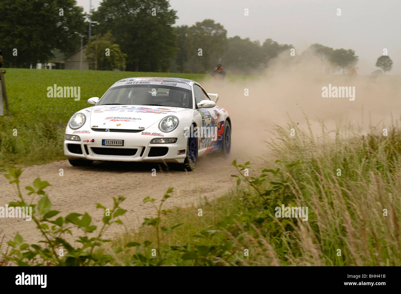 Porsche 997 GT3 auf Wertungsprüfung 2009 Paradigit ELE Rallye Niederlande Stockfoto