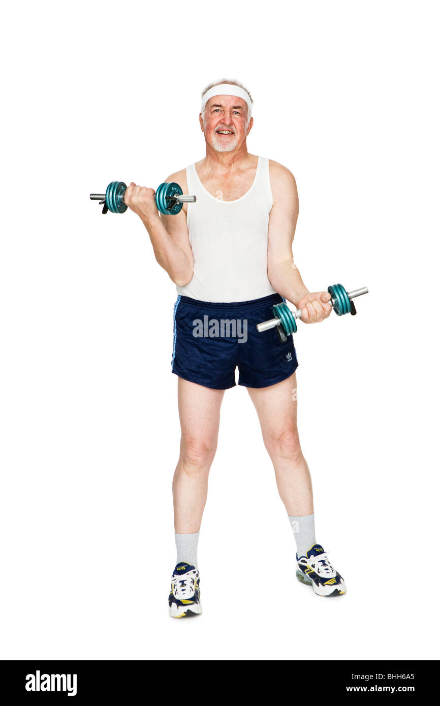 Krafttraining für ältere Menschen. Stockfoto